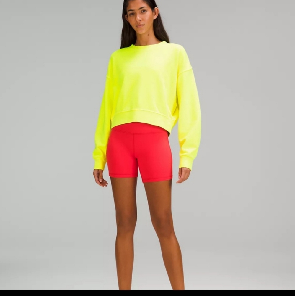 NWT Lululemon Perfectly Oversized Cropped Crew Neon Garment Dye Highlight